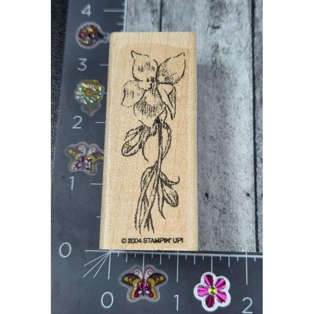 Stampin' Up! Flower Detailed Long Stem 2004 Rubber Stamp #Q116